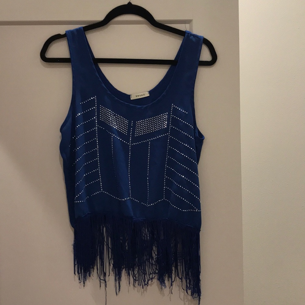 Blue fringe shirt